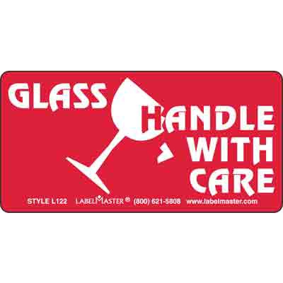 Glass Handle With Care Label Glass Liquid Labels L122