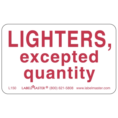 Lighters, Excepted Quantity Label