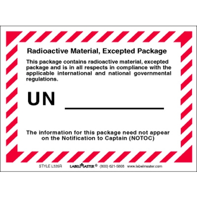 Radioactive Material Excepted Package Label