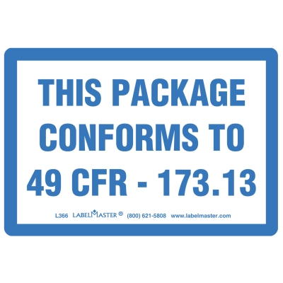 This Package Conforms to 49 CFR Marking 173.13