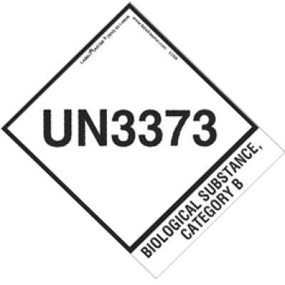 UN 3373 Label With Tab - 4" x 4 3/4"