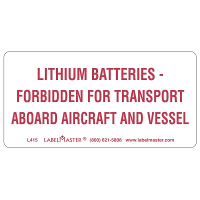 DOT Lithium Battery Marking - Aircraft / Vessel