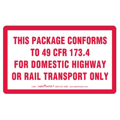 This Package Conforms to 49 CFR Marking