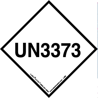 UN 3373 Label Without Tab 4" x 4"