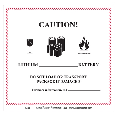 Lithium Battery Handling Label - Paper