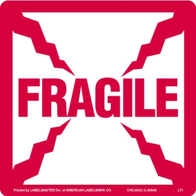 2" x 2" Fragile Labels