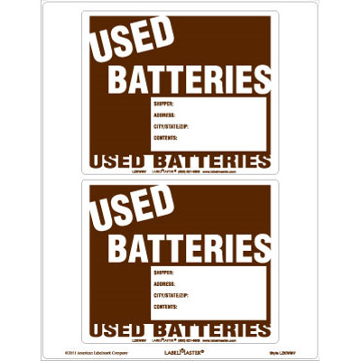 Used Batteries Label - Laser Imprintable Vinyl