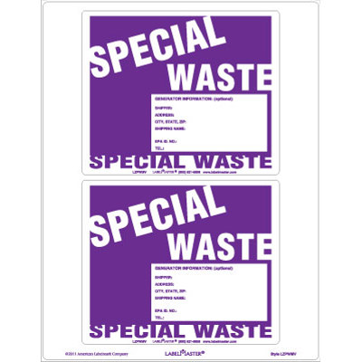 Special Waste Label - Laser Imprintable Vinyl