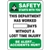 Safety Starts With You -This Department Has Worked - Safety Scoreboard