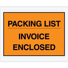 4 1/2" x 5 1/2" Orange Packing List / Invoice Enclosed Envelopes