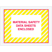 4 1/2" x 6" Yellow Striped Material Safety Data Sheets Enclosed Envelopes