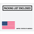 4 1/2" x 5 1/2" U.S.A. Flag Packing List Enclosed Envelopes