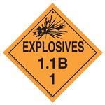 Explosives 1.1 B Placard, Tagboard