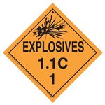 Explosives 1.1 C Placard, Tagboard