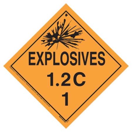 Explosives 1.2 C Placard, Tagboard