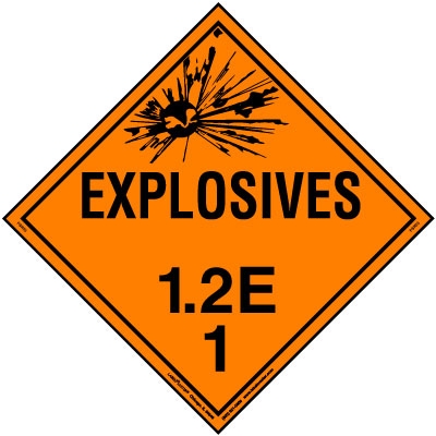 Explosive Class 1.2 E Placard, Vinyl