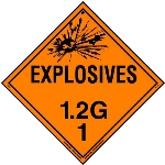 Explosive Class 1.2 G Placard, Vinyl