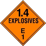 Explosive Class 1.4 E Placard, Tagboard