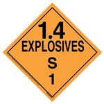 Explosives 1.4 S Placard, Vinyl