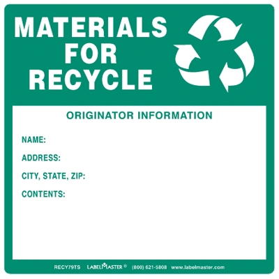 Materials for Recycle Label with Originator Info - Paper