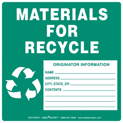 Materials for Recycle Label with Originator Info Vinyl