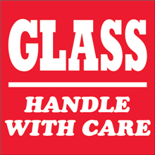 4" x 4" Glass Handle With Care Labels 500ct roll