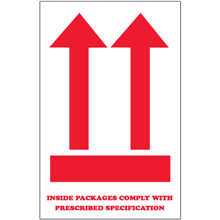 4" x 6" Inside Packages Comply Arrow Labels 500 ct roll