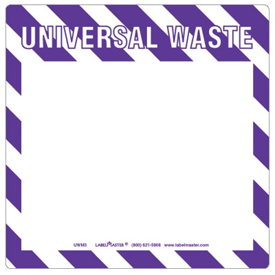 Universal Waste Label - Blank - No Ruled Lines - Vinyl