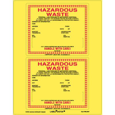 Standard Waste Label Laser Vinyl 6" x 6"