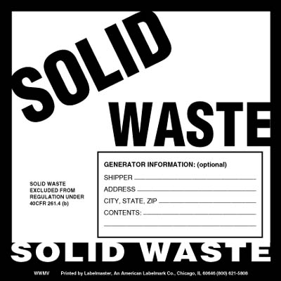 Solid Waste Label - Vinyl