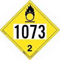 UN 1073 Oxygen Placard, Permanent Vinyl