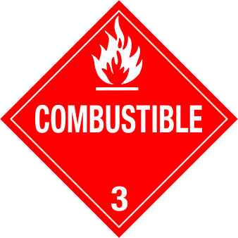 Combustible Liquid Rigid Vinyl Worded Placard