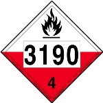 Spontaneously Combustible Placard UN 3190, Removable Vinyl