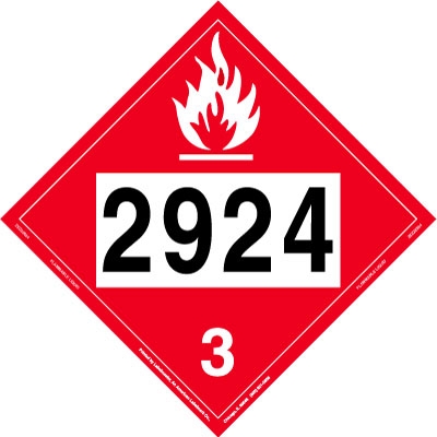 Flammable Liquid Placard UN 2924, Removable Vinyl