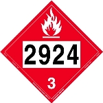 Flammable Liquid Placard UN 2924, Removable Vinyl