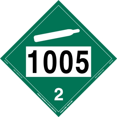 Non Flammable Gas Placard UN 1005, Removable Vinyl