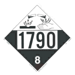 UN 1790 Corrosive Placard, Removable Vinyl