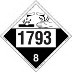 UN 1793 Corrosive Placard, Removable Vinyl