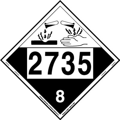 Corrosive Placard UN 2735, Removable Vinyl