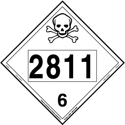 Toxic, Poison Placard UN 2811, Removable Vinyl