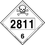 Toxic, Poison Placard UN 2811, Removable Vinyl