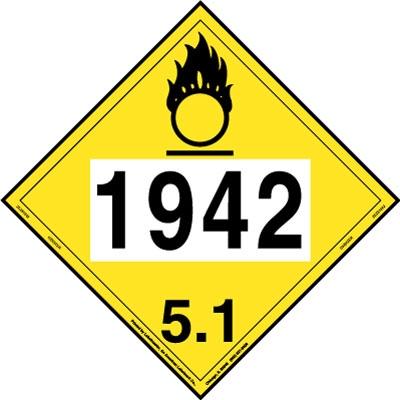 Oxidizer Placard UN 1942, Removable Vinyl