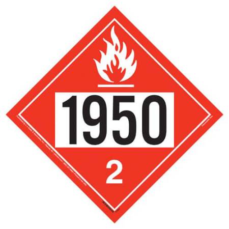 UN 1950 Flammable Gas Placard, Removable Vinyl