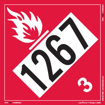 UN 1267 Flammable Liquid Placard, Rigid Vinyl
