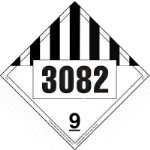 UN 3082 Misc Dangerous Goods Placard, Removable Vinyl