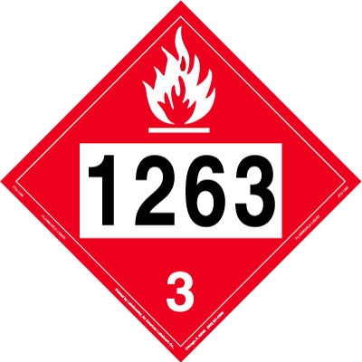 Flammable Liquid Placard UN 1263, Removable Vinyl