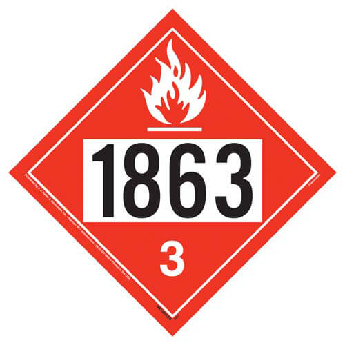 Flammable Liquid Placard UN 1863, Rigid Vinyl