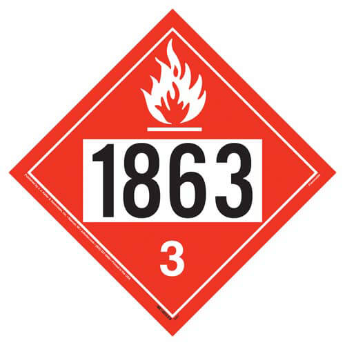 Flammable Liquid Placard UN 1863, Vinyl