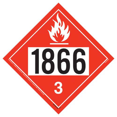 UN 1866 Flammable Liquid Placard, Removable Vinyl