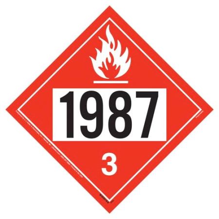 Flammable Liquid Placard UN 1987, Rigid Vinyl